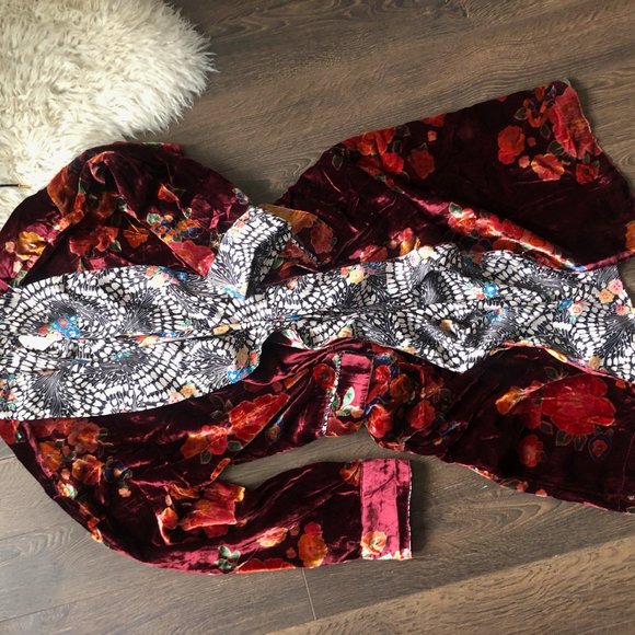 Free People Velvet “Wild Nights” Duster Jacket - Burgundy and Orange - Picture 9 of 9